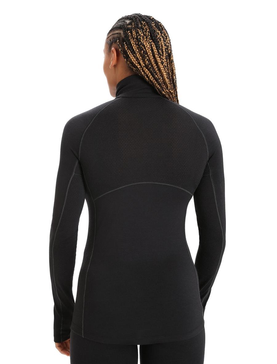 Icebreaker BodyfitZone™ Merino 200 Zone Thermal Long Sleeve Half Zip Top Női Base Layers Fekete | HU 1867KORI